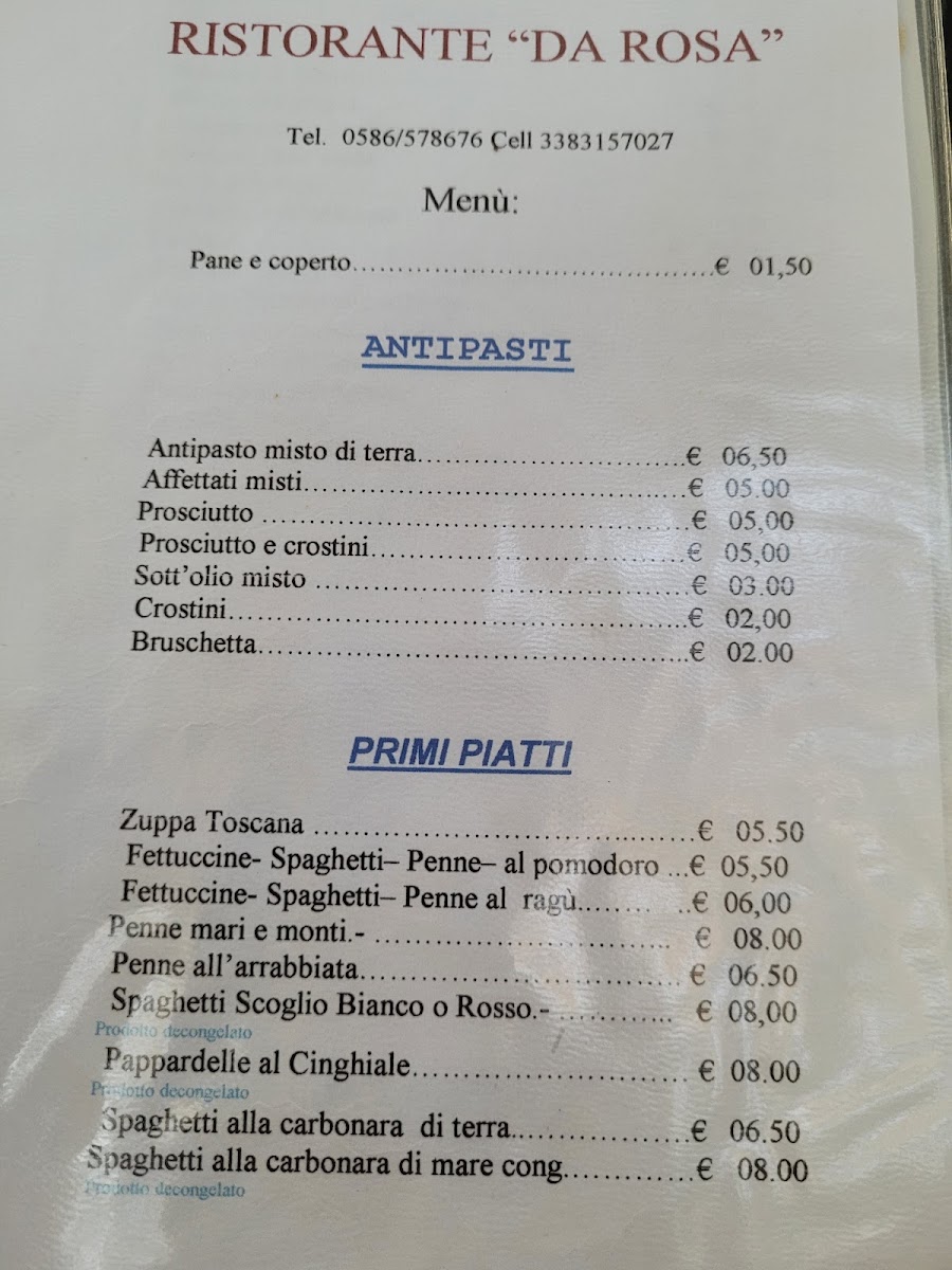 Menu Ristorante Trattoria Da Rosa-2